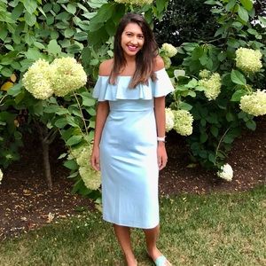 Halston Heritage blue pastel off the shoulder